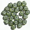 25 12mm Transparent Olive and Silver Glass Swirl Disk Beads